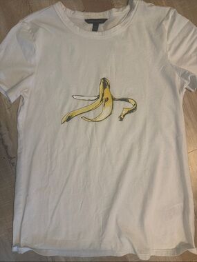 Banana Republic White Tee with Yellow Banana Graphic
